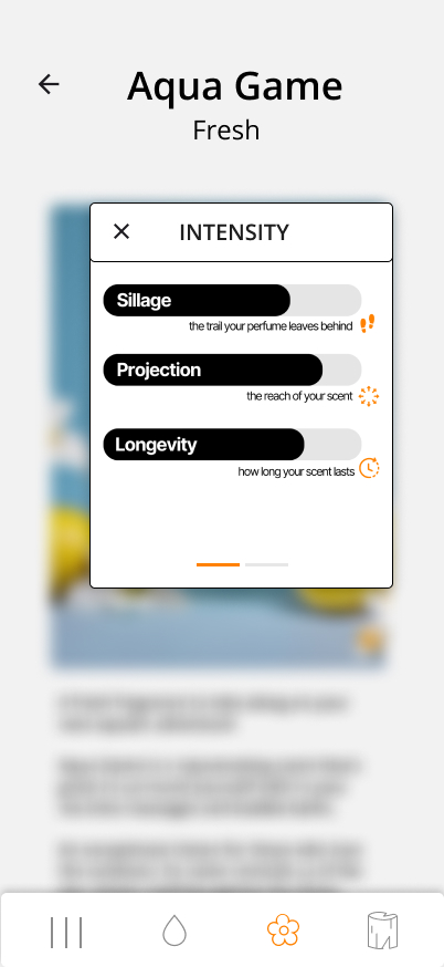 Intensity popup screen